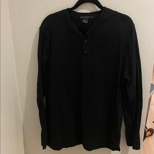 French Connection Black Long Sleeve Henley
